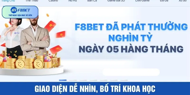 F8BET có giao diện đẹp, khoa học, dễ thao tác